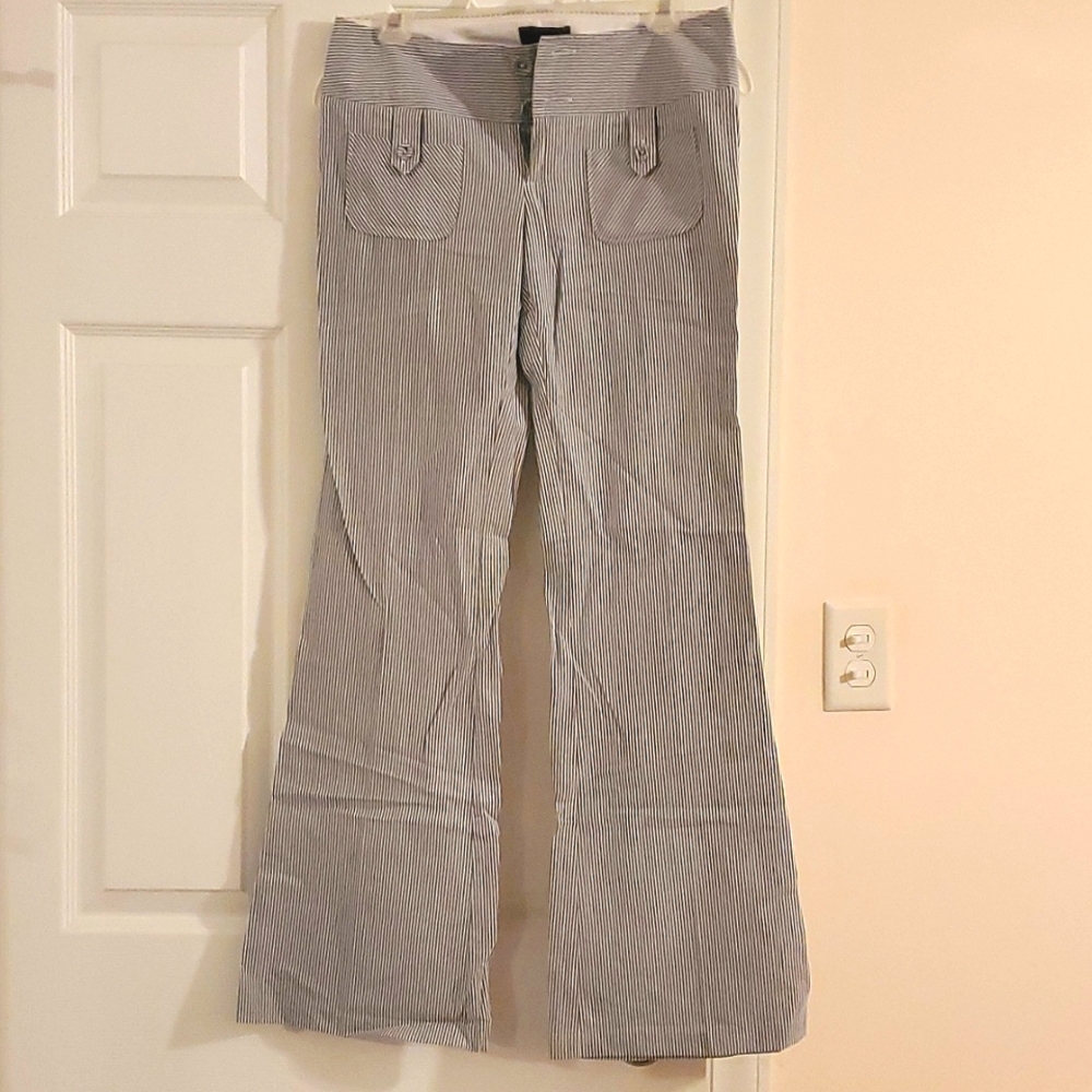 FOREVER 21 Flare leg blue and white pinstripe trousers, size 1